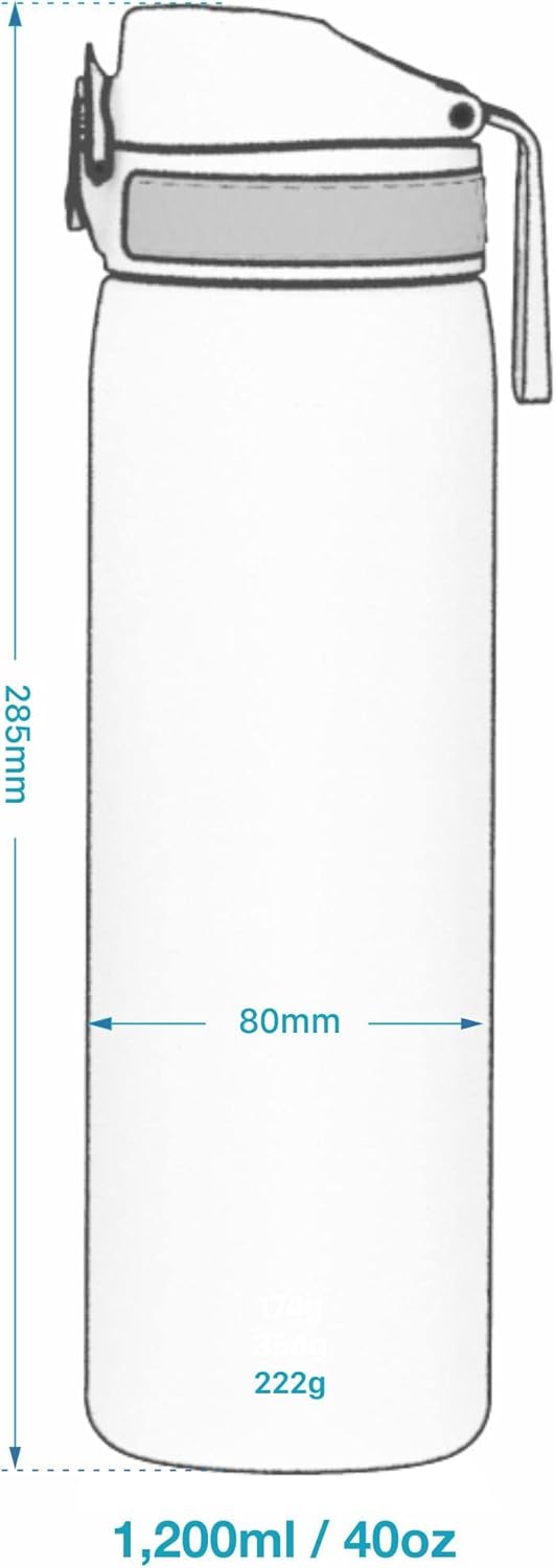 Ion8 1 Liter Edelstahl Trinkflasche, Auslaufsicher, Einhandöffnung, Sichere Verriegelung, Spülmaschi