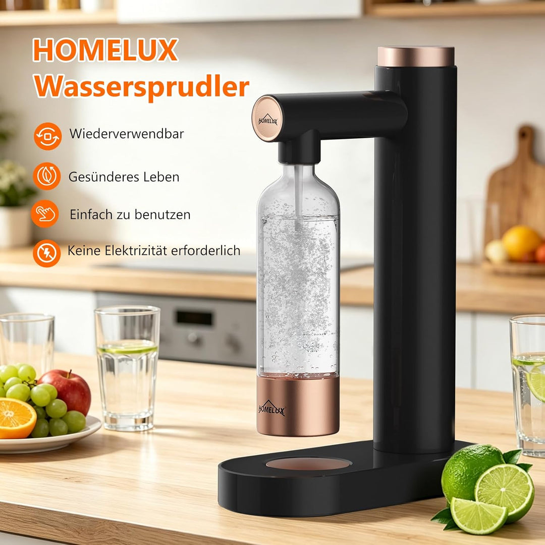 HOMELUX Wassersprudler,Sprudelwasser Maschine Mit 1L PET-Flaschen Bpa-Frei,Soda Maker,Wasser Sprudel