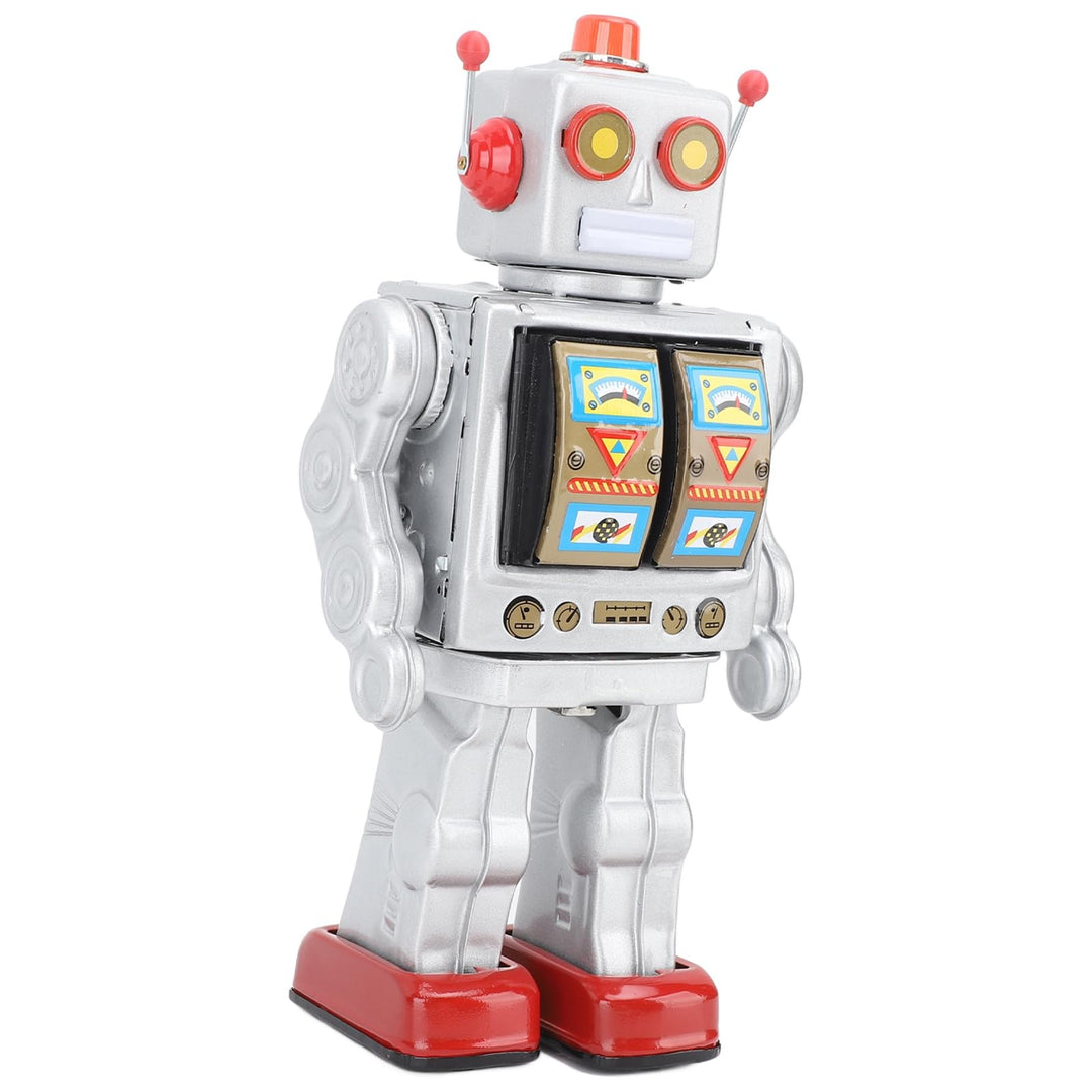 Metallzinn Roboter Spielzeug Retro Elektrische Rotierende Figuren Modell Erwachsene Kollektion (Silb