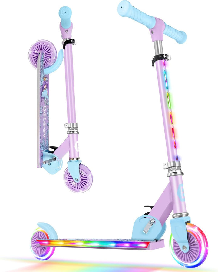 BELEEV V2 Roller Kinder Scooter 6 Jahre, Upgrade mit LED Leuchtenden Rädern, Lenksäule und Deck, Höh