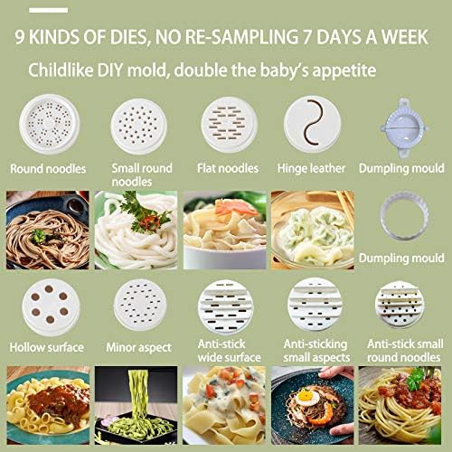 Elektrische Nudelmaschine Vollautomatisch, Nudelmaschinen Spaghettimaschine mit 9 Nudelgitter und 1