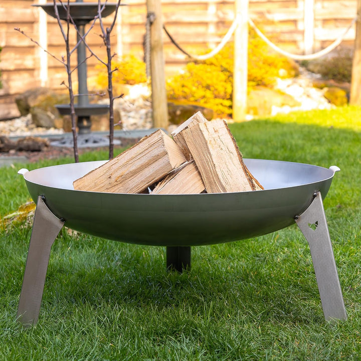 FENNEK Feuerschale 3 Pod | Grosse Feuerstelle aus 2,0 mm temperaturbeständigem Edelstahl | Ø 65 cm |