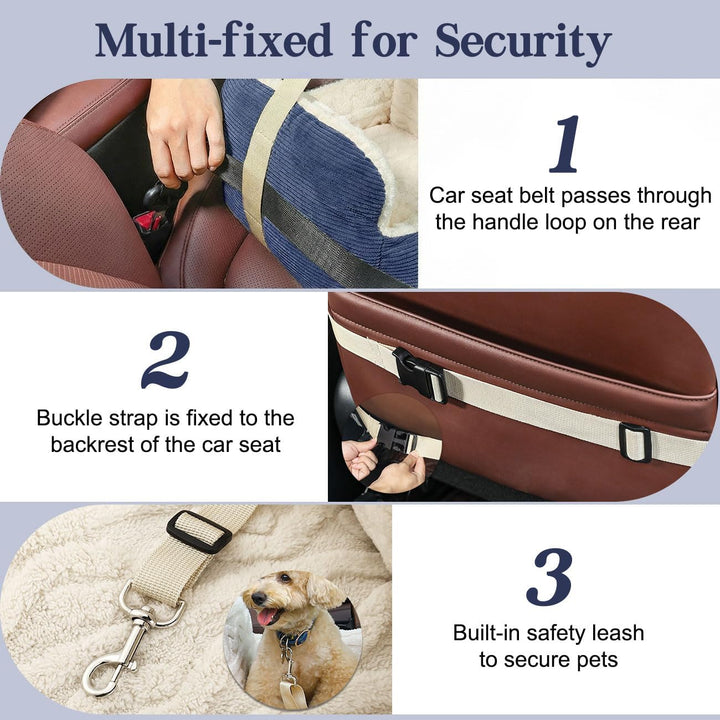 Pawaboo Hund Autositz, Hund Booster Autositz für Klein Hunde, Welpensitz für Auto mit Fest Schnalle
