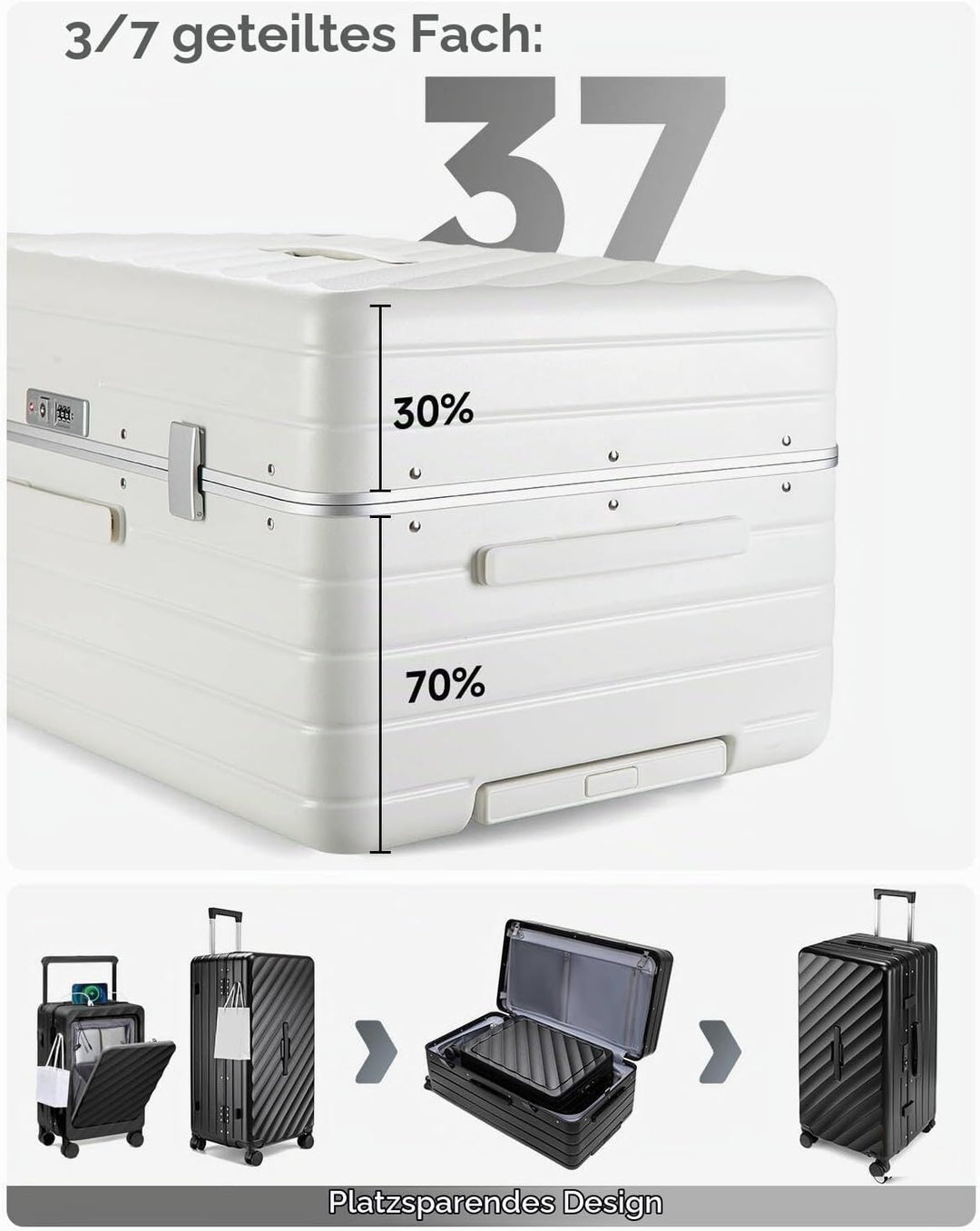Sea choice Kofferset 2 Teilig Hartschale Trolley Handgepäck mit Laptopfach und Grosse Kapazität 30in