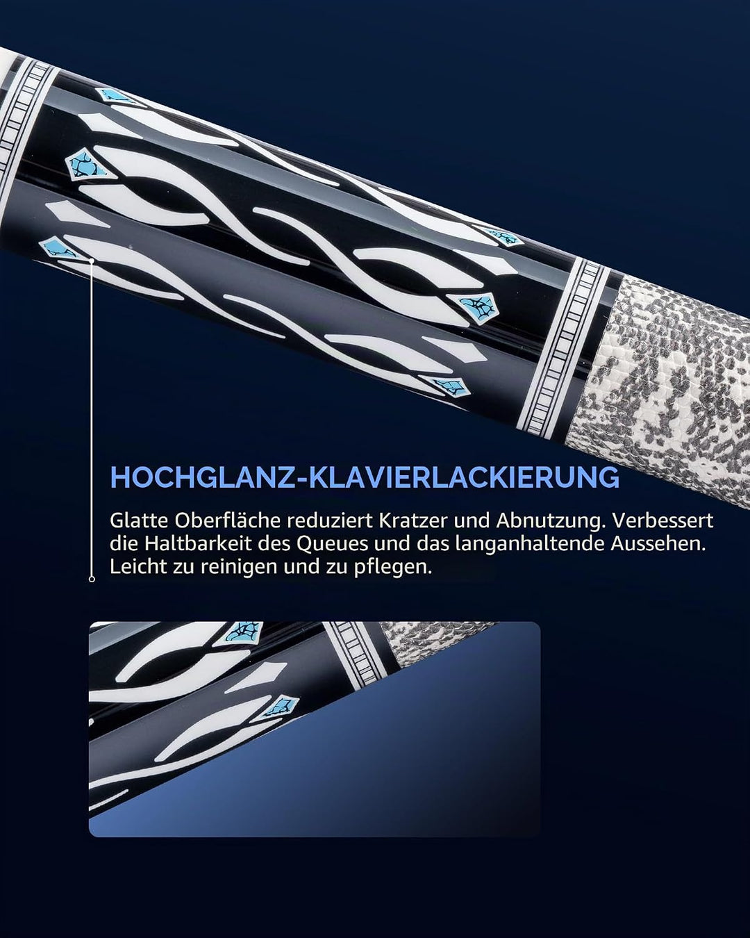 KONLLEN Billardqueue-Stick mit niedriger Ablenkung, mit Verlängerung und Koffer (10,5 mm, 11,5 mm, 1