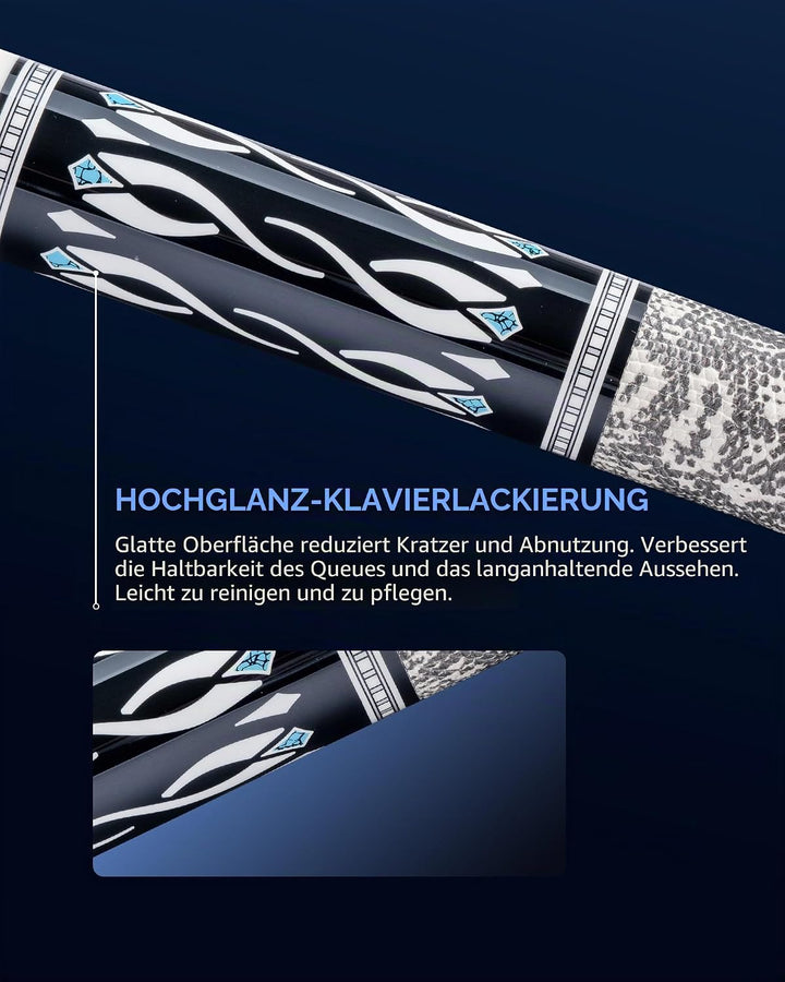 KONLLEN Billardqueue-Stick mit niedriger Ablenkung, mit Verlängerung und Koffer (10,5 mm, 11,5 mm, 1