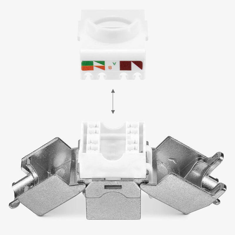 kwmobile Keystone Dose Modul Set - 5X Keystone Modul 5X Netzwerkdose 1-Port CAT 6A Kabel - 10Gibt/s