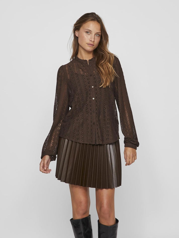Vila Female Hemd VICHIKKA Spitzen XS Coffee Bean, XS Coffee Bean