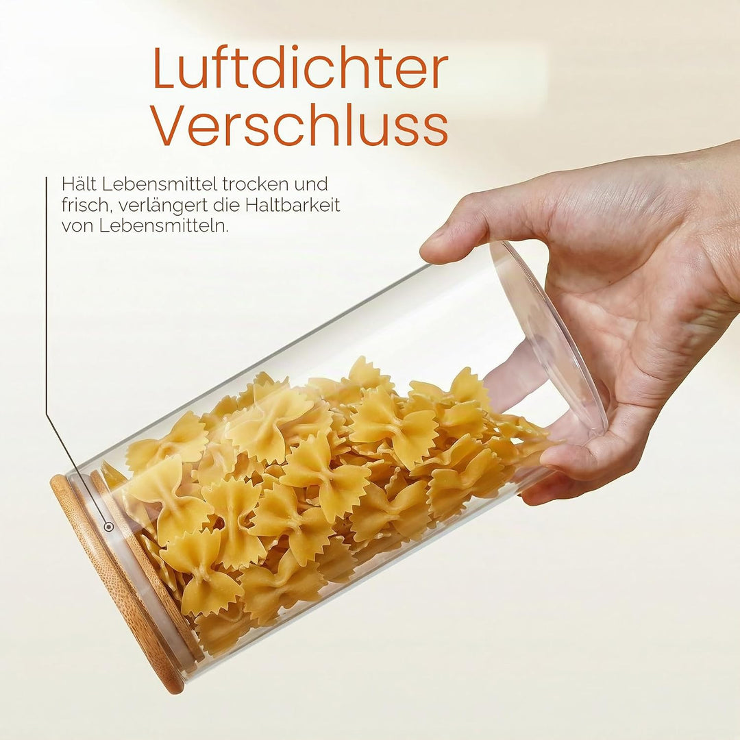 HomArtist Glasdosen mit Bambusdeckel 34 FL OZ [8er Set], Glasdosen mit luftdichtem Deckel, Glasbehäl