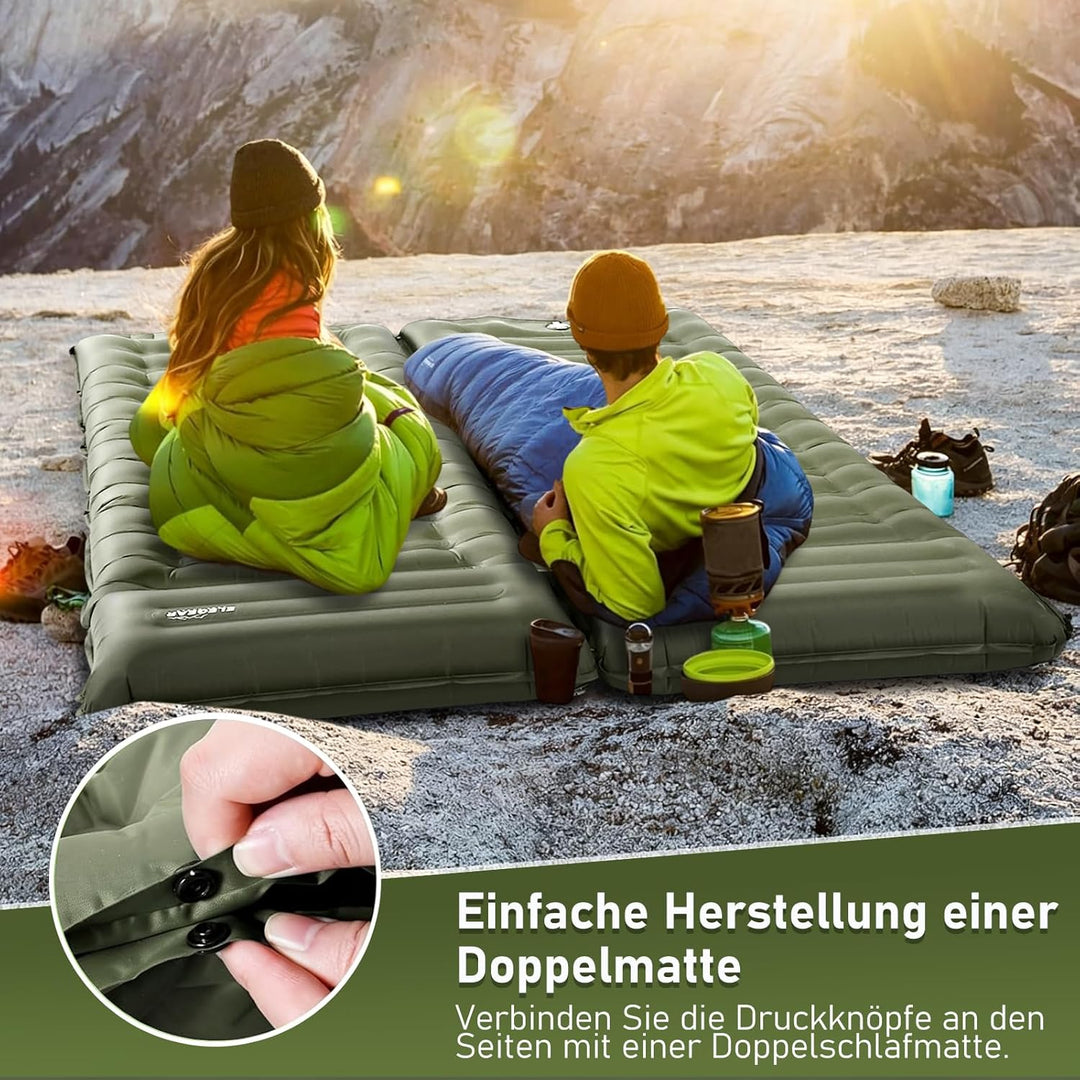 Elegear Isomatte Camping, 14CM Verdicktes Aufblasbare Luftmatratze mit Fusspumpe, Strapazierfähiges