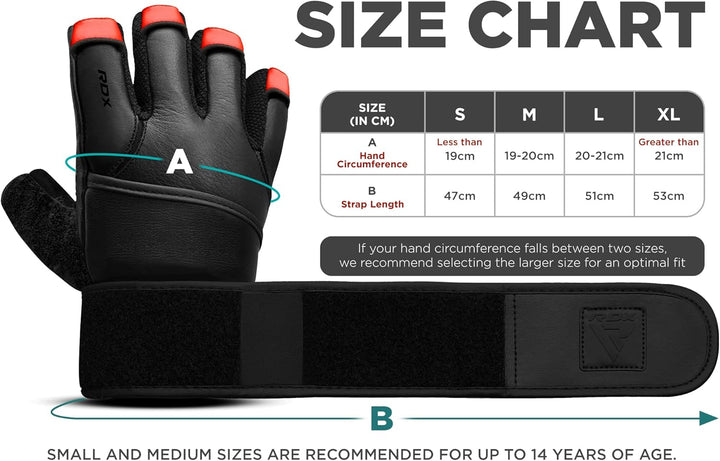 RDX Fitness Handschuhe Maya Hide leder, 50cm Lang Handgelenkschutz, Krafttraining Gewichtheben Train
