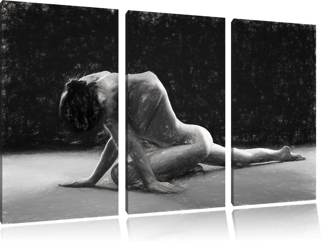 Pixxprint Schöne sexy Frau Macht Yoga Kunst als Leinwandbild/Grösse: 3 Teilig (120x80) cm/Wandbild/K
