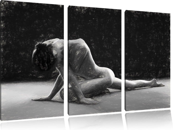 Pixxprint Schöne sexy Frau Macht Yoga Kunst als Leinwandbild/Grösse: 3 Teilig (120x80) cm/Wandbild/K