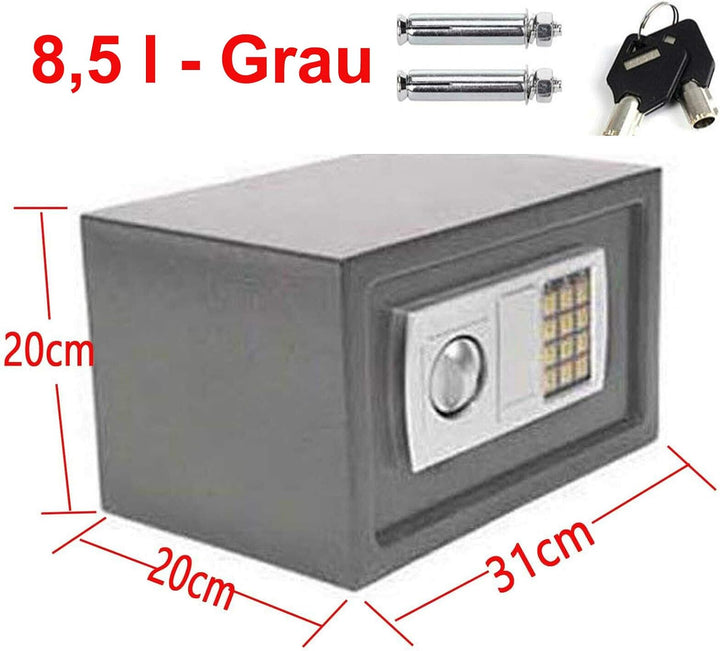 Tresor 31x20x20cm Elektronischer Safe, Elektronik Zahlenschloss Doppelstahlbolzen Montagematerial Sa