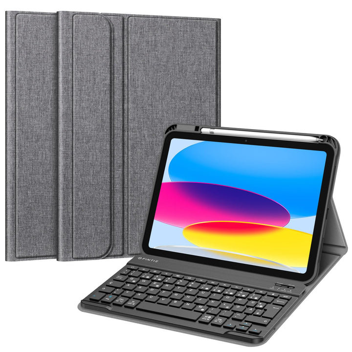 Fintie Tastatur Hülle für iPad 10. Generation 2022 (10.9 Zoll), Schutzhülle mit TPU Rückschale, Penc