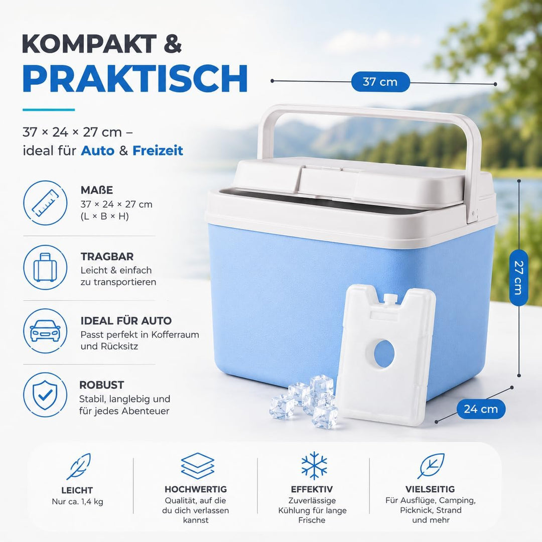 Kühlbox 15 Liter mit mobilen Kühlakku/Kühlelement für extra Lange Kühlung - Kühltasche/Thermobox Bla