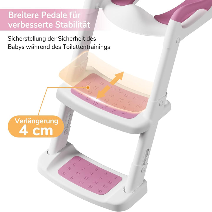 DEANIC Toilettensitz Kinder, Toilettentrainer mit Leiter &amp;PU Gepolstert, Faltbar Töpfchen für Kinder