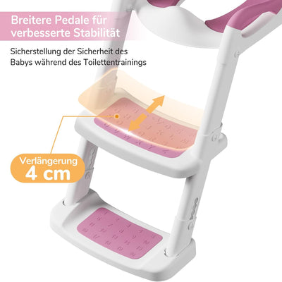 DEANIC Toilettensitz Kinder, Toilettentrainer mit Leiter &PU Gepolstert, Faltbar Töpfchen für Kinder