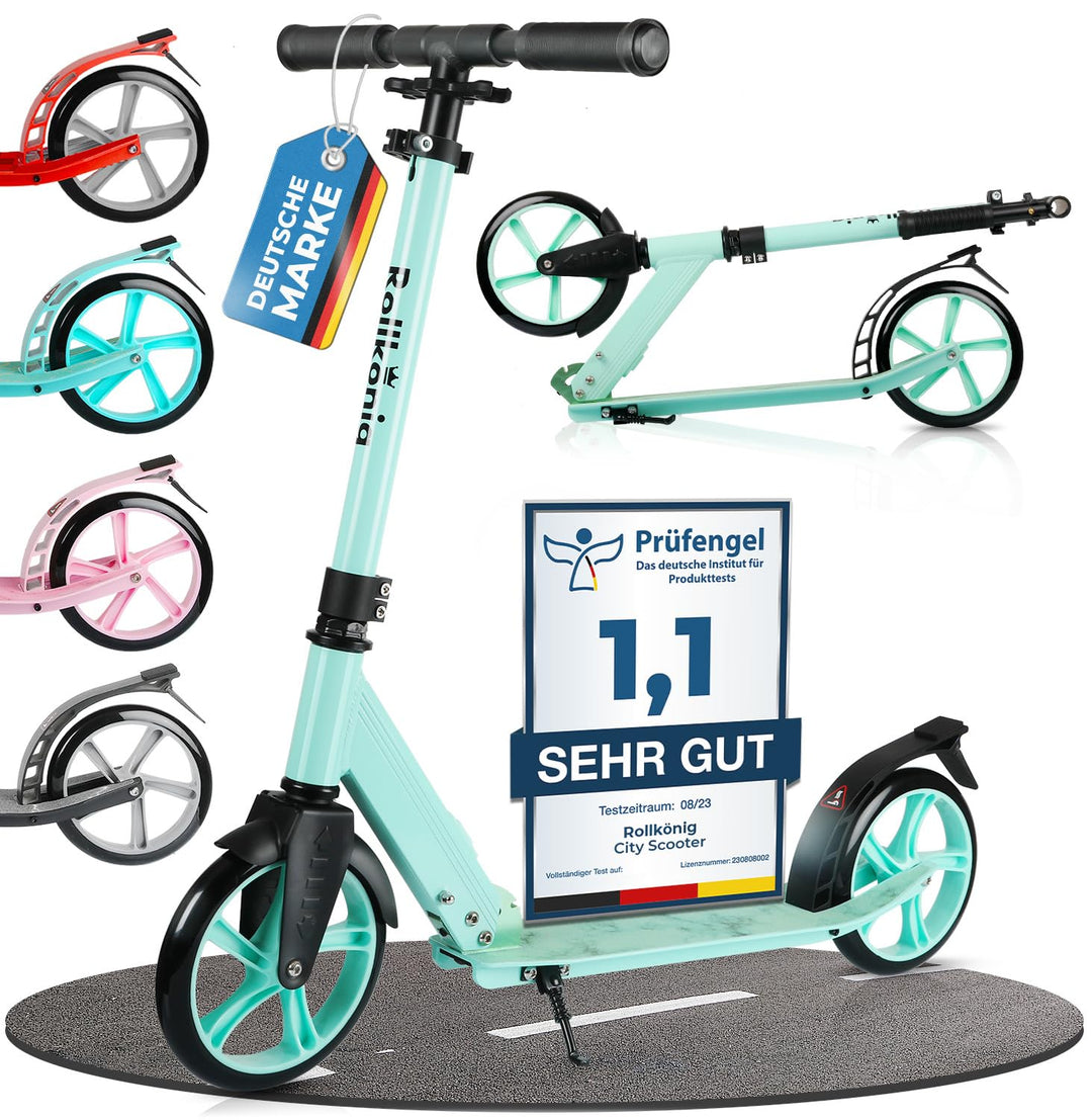 Rollkönig ® Scooter für Kinder ab 5 Jahren I Der Faltbare City-Scooter mit grossen Rädern I Tret-Rol