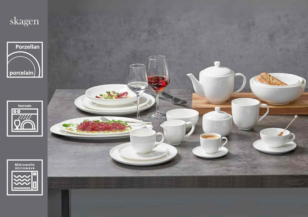 Ritzenhoff & Breker Skagen Teeservice 13-teilig | Klassisches Tafelgeschirr | Abgerundete Formen | P