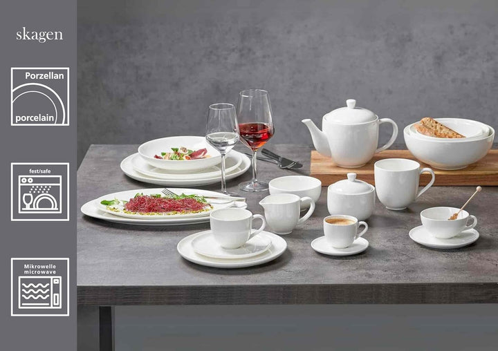 Ritzenhoff & Breker Skagen Teeservice 13-teilig | Klassisches Tafelgeschirr | Abgerundete Formen | P