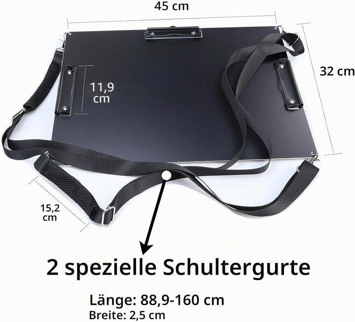 Aluminium-Klemmbrett, A4-Grösse (24,1 x 32,4 cm), zwei Clip-Klemmbretter mit 160 cm verstellbarem Sc
