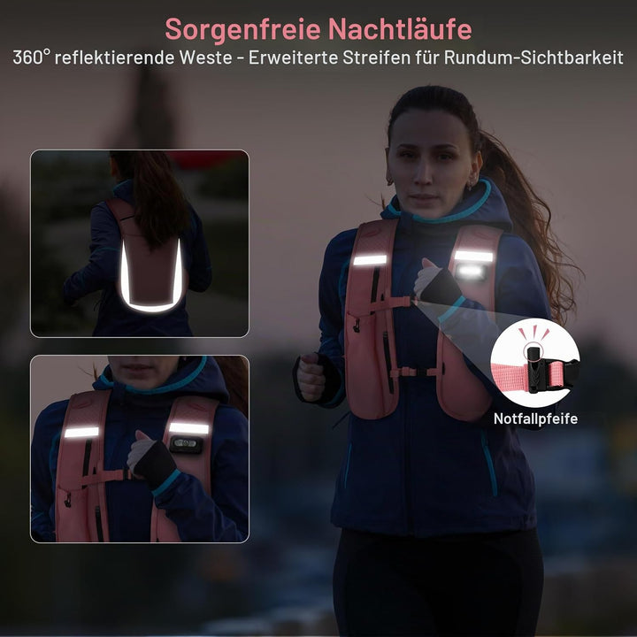 Nextyu Laufweste Damen und Herren, Trinkweste mit Trinkflasche Soft 500ML &amp; Handytasche, Trinkrucksa