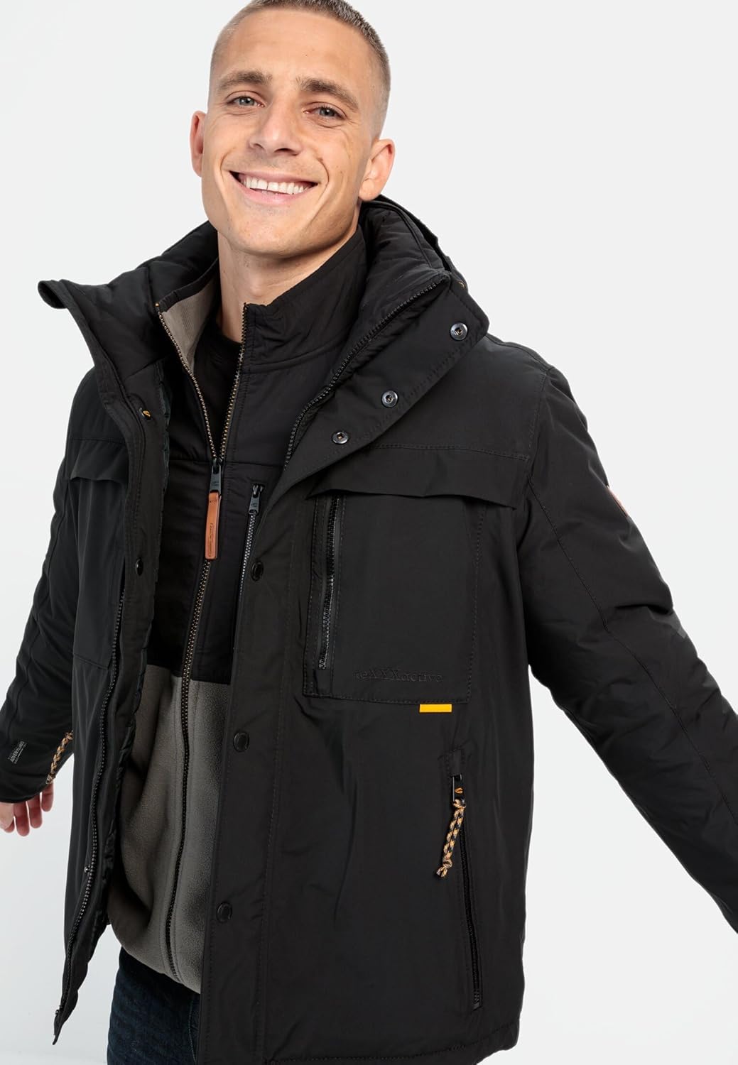 camel active Herren teXXXactive® Funktionsjacke mit Abnehmbarer Kapuze 26 Schwarz, 26 Schwarz
