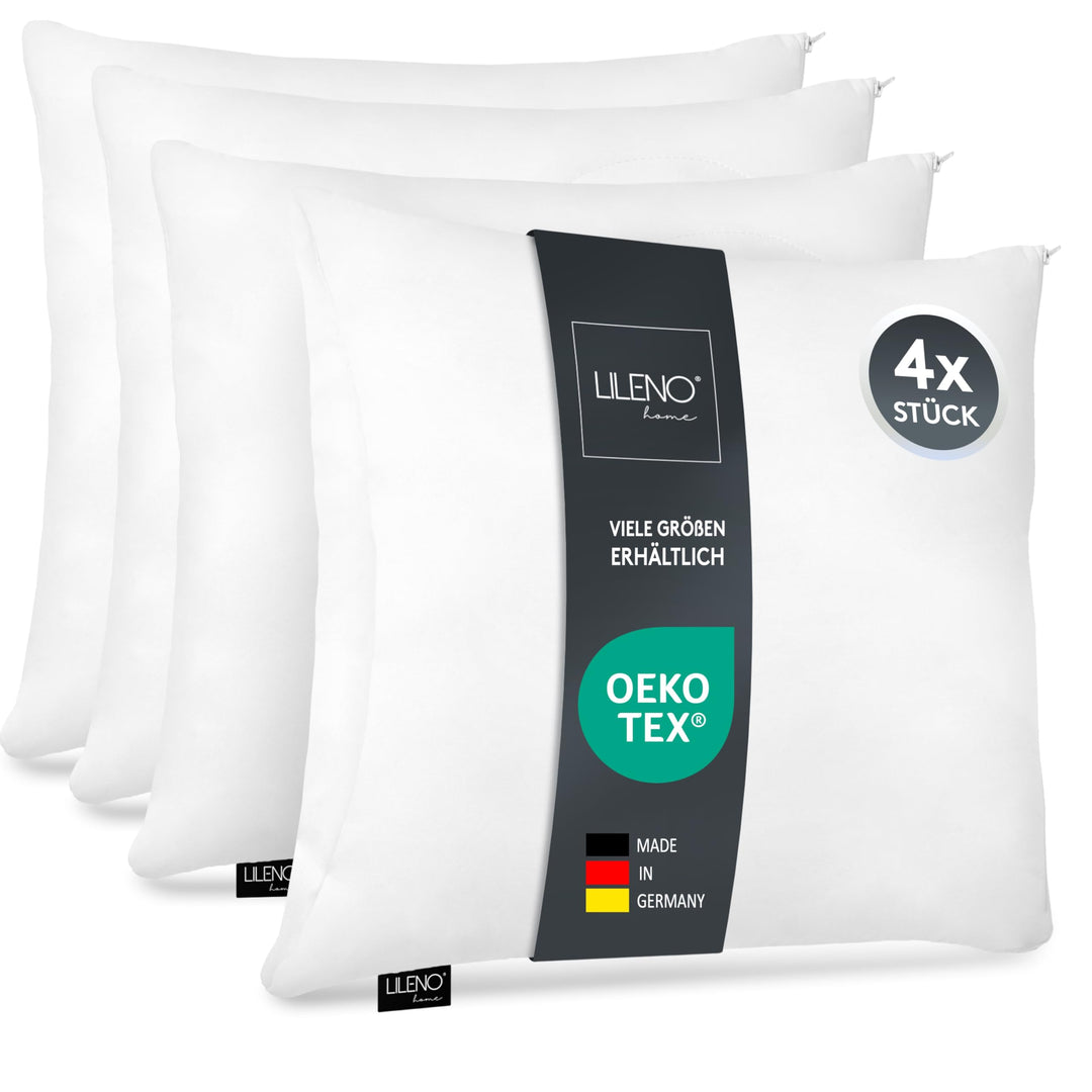 LILENO HOME Microfaser Kissen 50x60 cm [4er Set] bis 95 Grad waschbar mit Reissverschluss - Kopfkiss