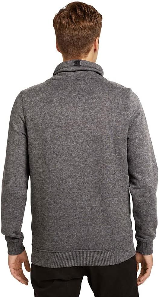 TOM TAILOR Herren Sweatshirt mit Stehkragen S 15704 - Anthracite Melange, S 15704 - Anthracite Melan