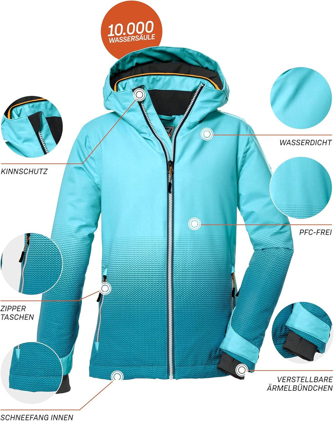 Killtec Mädchen Ksw 183 Grls Ski Jckt Skijacke wasserdicht/Funktionsjacke mit Kapuze und Schneefang