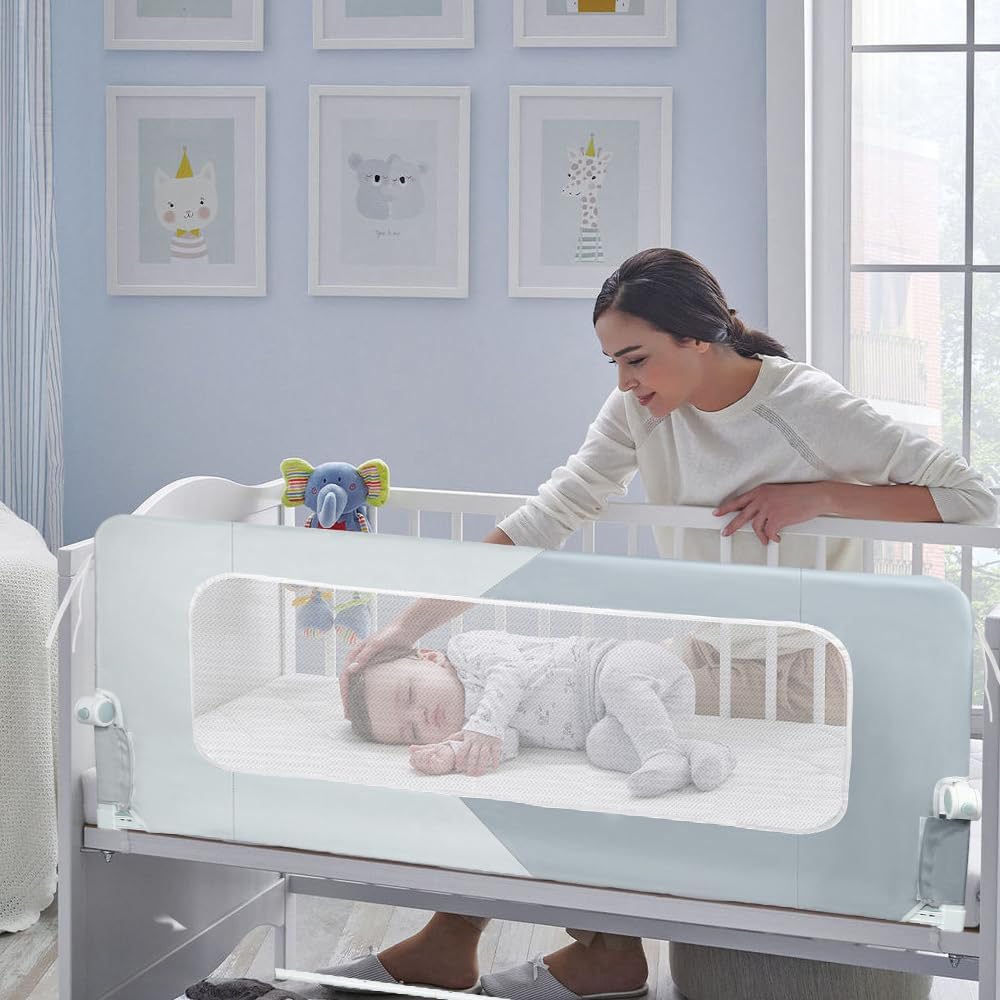 OHMG Bettgeländer,Sicherheitsgitter für Kinder,Sicherheitsgitter für Bett,höhenverstellbar,tragbar,B