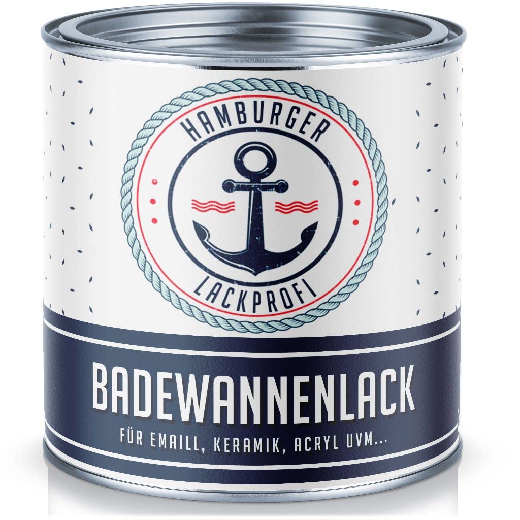 Hamburger Lack-Profi Badewannenlack GLÄNZEND Weiss RAL 9010 Badewannenbeschichtung Emaille Farbe (1