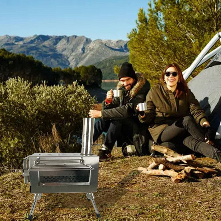 LOSOO Outdoor Kaminofen, Verstellbarer Luftstromregler Edelstahlkamin, Tragbarer Titan-Zeltofen-Rohr