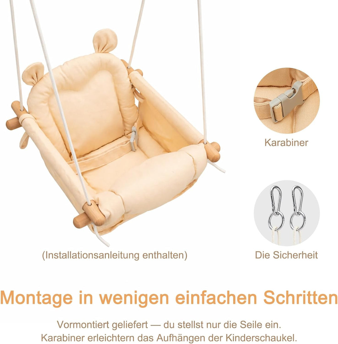 Babyschaukel für Innenbereich und Aussenbereich, mit Sicherheitsgurt, Türhängeschaukel für Türrahmen