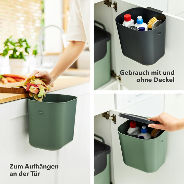 Rotho Salsa Biomülleimer 6 l mit Deckel Komposteimer, integrierte Hängevorrichtung, 23,5×20,2×20,8cm