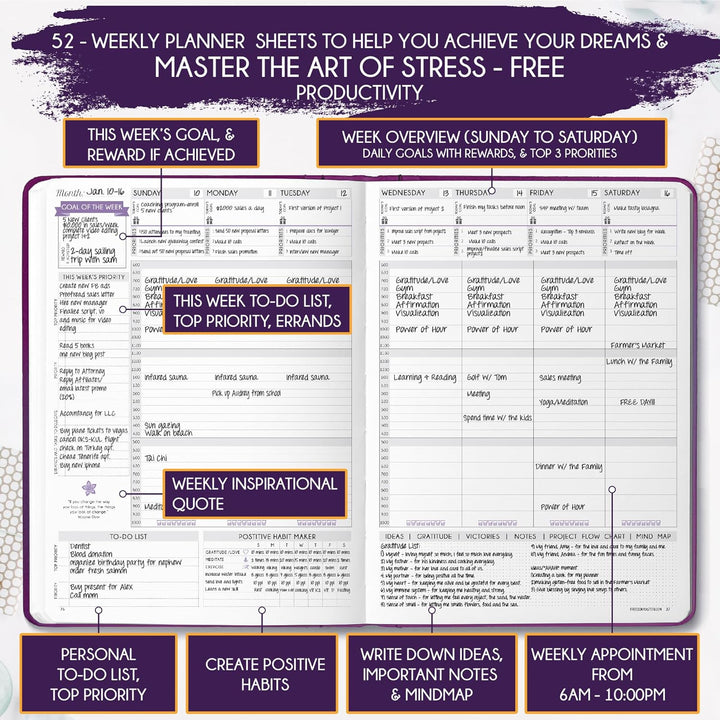 Law of Attraction Life &amp; Goal Planner Lebensplaner - Undatierte Deluxe-Wochen- und Monatsplaner, ein