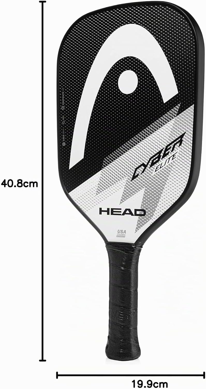 Head Cyber Elite Pickleball-Paddel, Fiberglas-Oberfläche, Schwarz/Weiss, Anfänger- bis Fortgeschritt