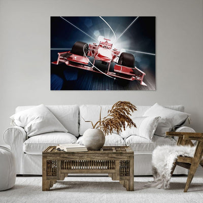 Bilder auf Leinwand 100x70cm Leinwandbild Formel Geschwindigkeit Motor Gross Wanddeko Bild Schlafzim