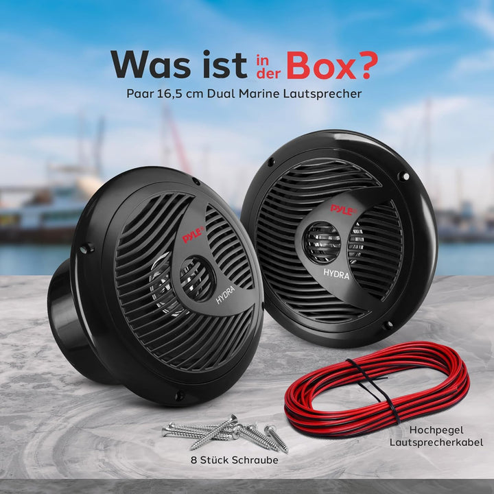 Pyle Wasserdichte Lautsprecher 6.5-Zoll Dual Cone Stereo, PLMR60B Schwarz STANDARD, Schwarz STANDARD