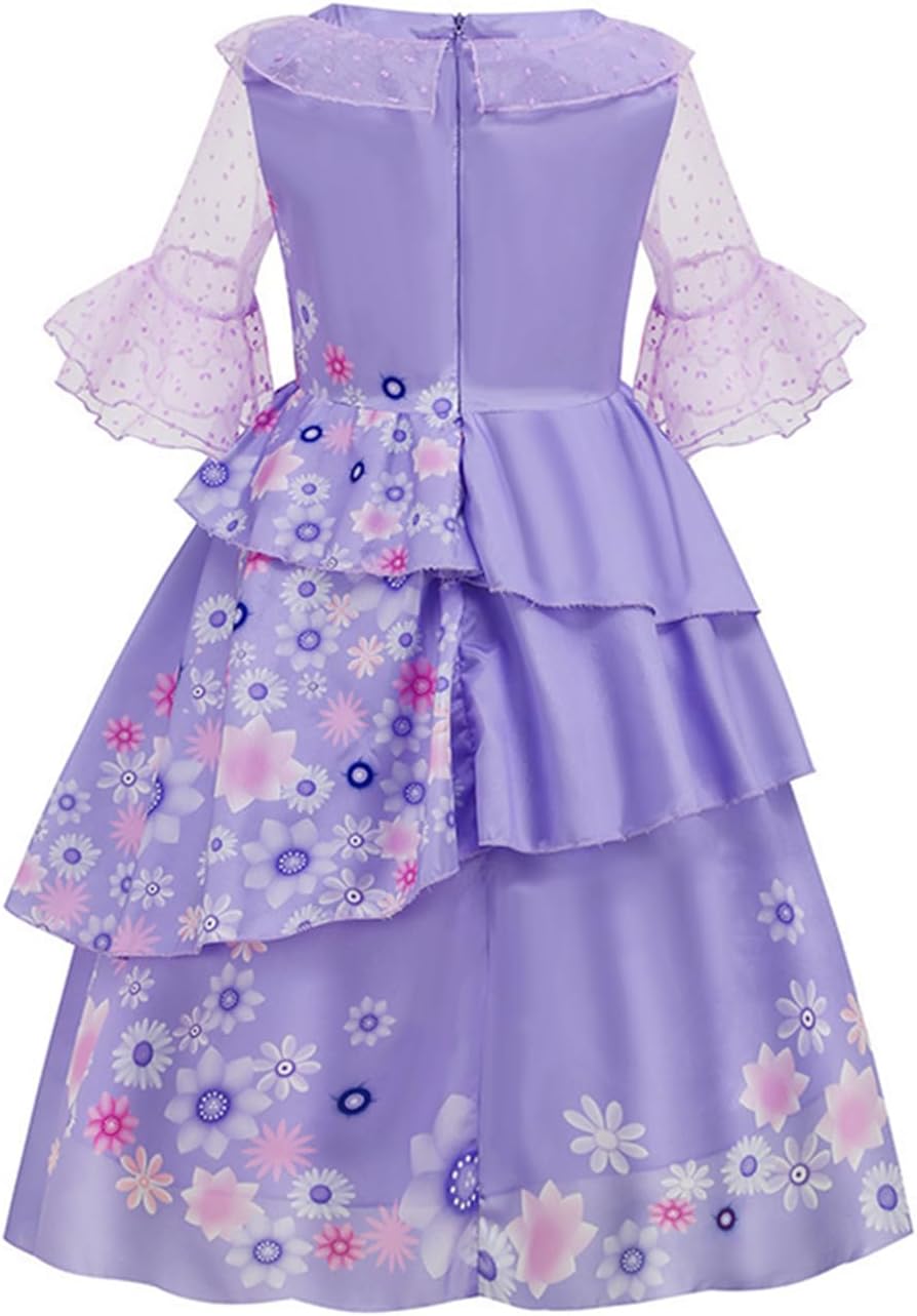 LCXYYY Isabela Madrigal Verkleidung Kostüm Cosplay Mirabel Isabela Lila Ballerina Kleid mit Girlande