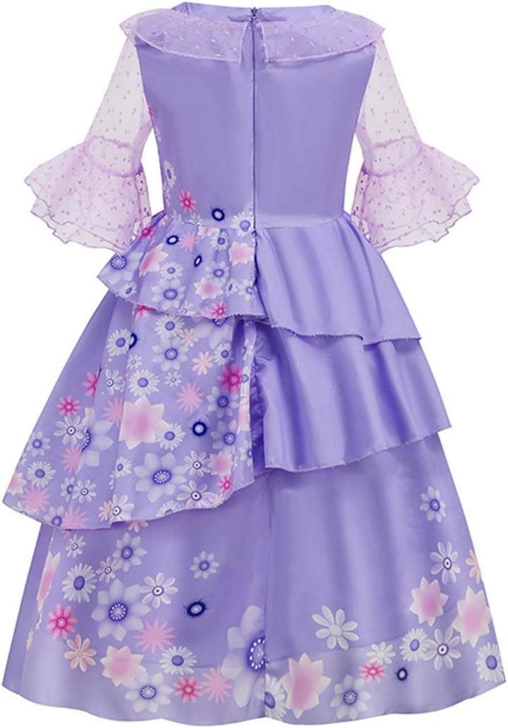LCXYYY Isabela Madrigal Verkleidung Kostüm Cosplay Mirabel Isabela Lila Ballerina Kleid mit Girlande