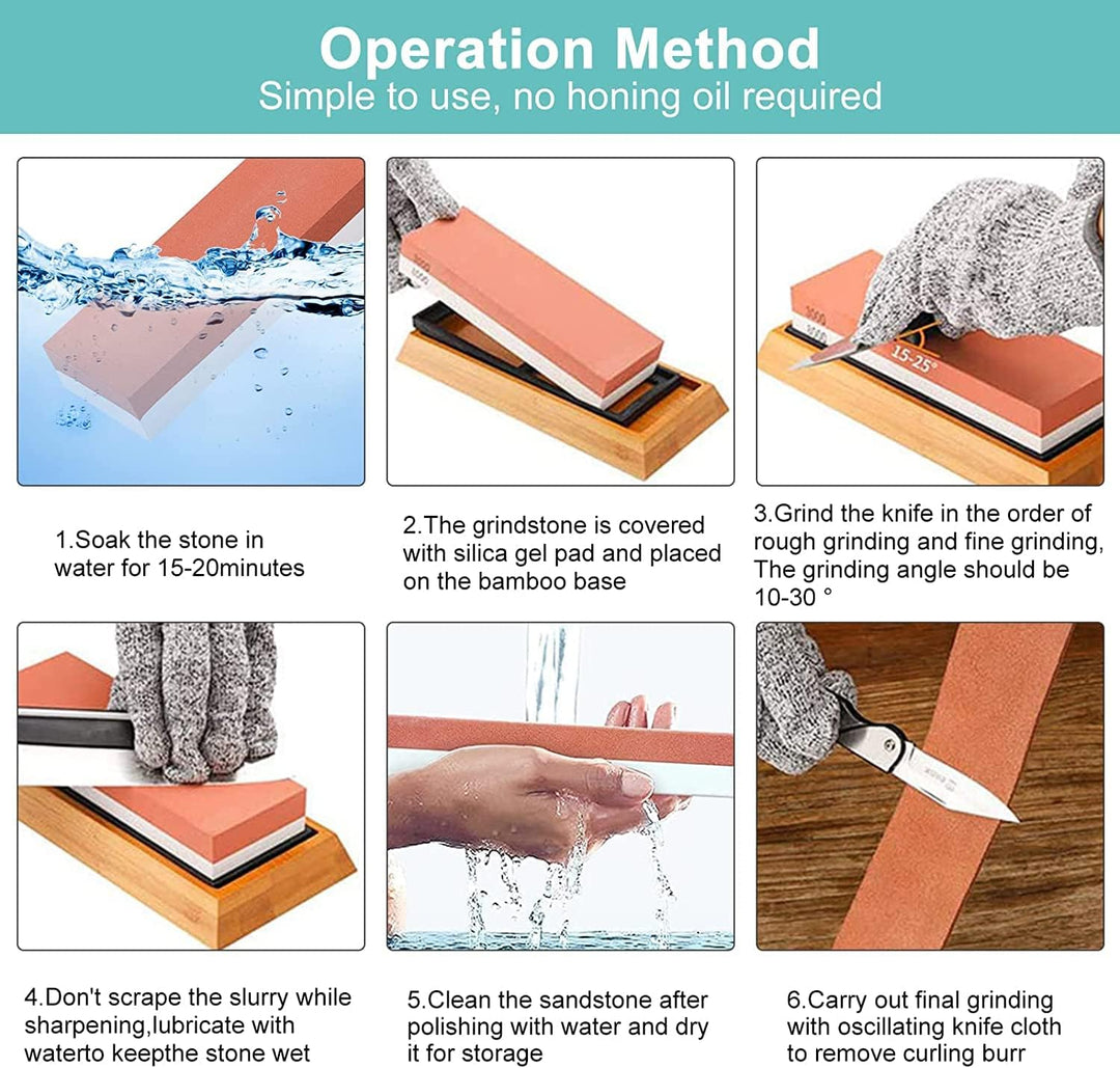 Schleifstein Set,Abziehstein Schleifstein Set,doppelseitig 400/1000 und 3000/8000 Grit Schleifsteine