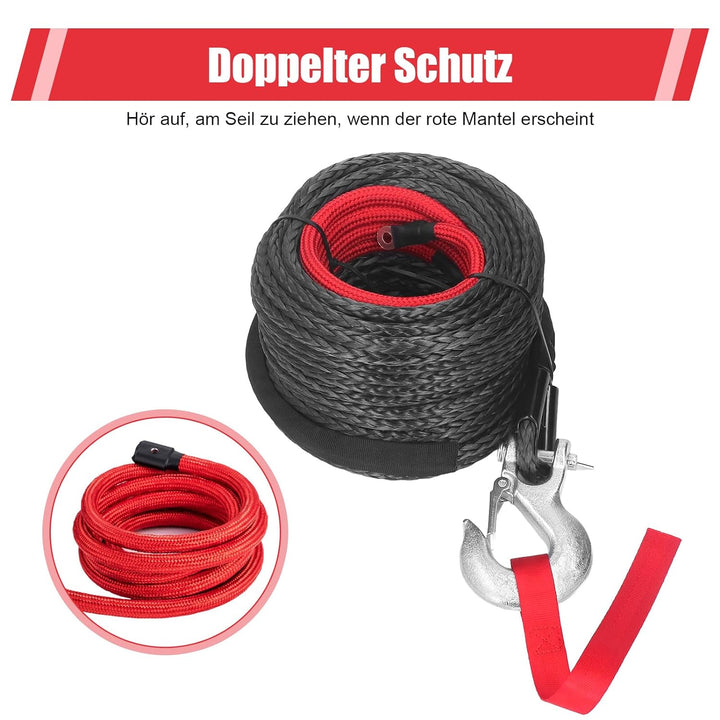 Synthetisches Windenseil, 10mm X 30m Synthetik-Kunststoff-Seil Seil-Winde Winden UV Beweis Abnutzung