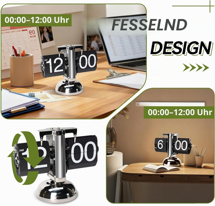 Tischuhr Vintage Retro Flip Uhr, Retro-Flip-Down-Uhr Mit GrossEn Ziffern, Tischuhr Digital Mit Batte