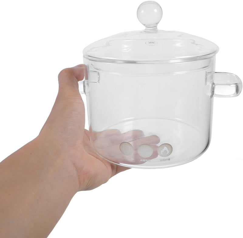 Vaguelly 2 Stück Glas-Kochtopf Mit Deckel 1350 Ml Suppentopf Kochtopf Klarer Simmertopf Suppentopf B