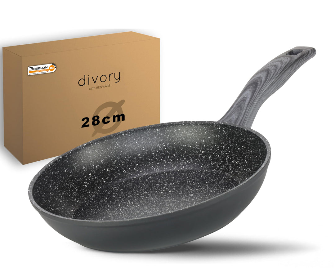 DIVORY Bratpfanne 28cm Induktion – Antihaft Beschichtete grosse Universalpfanne für alle Herdarten -
