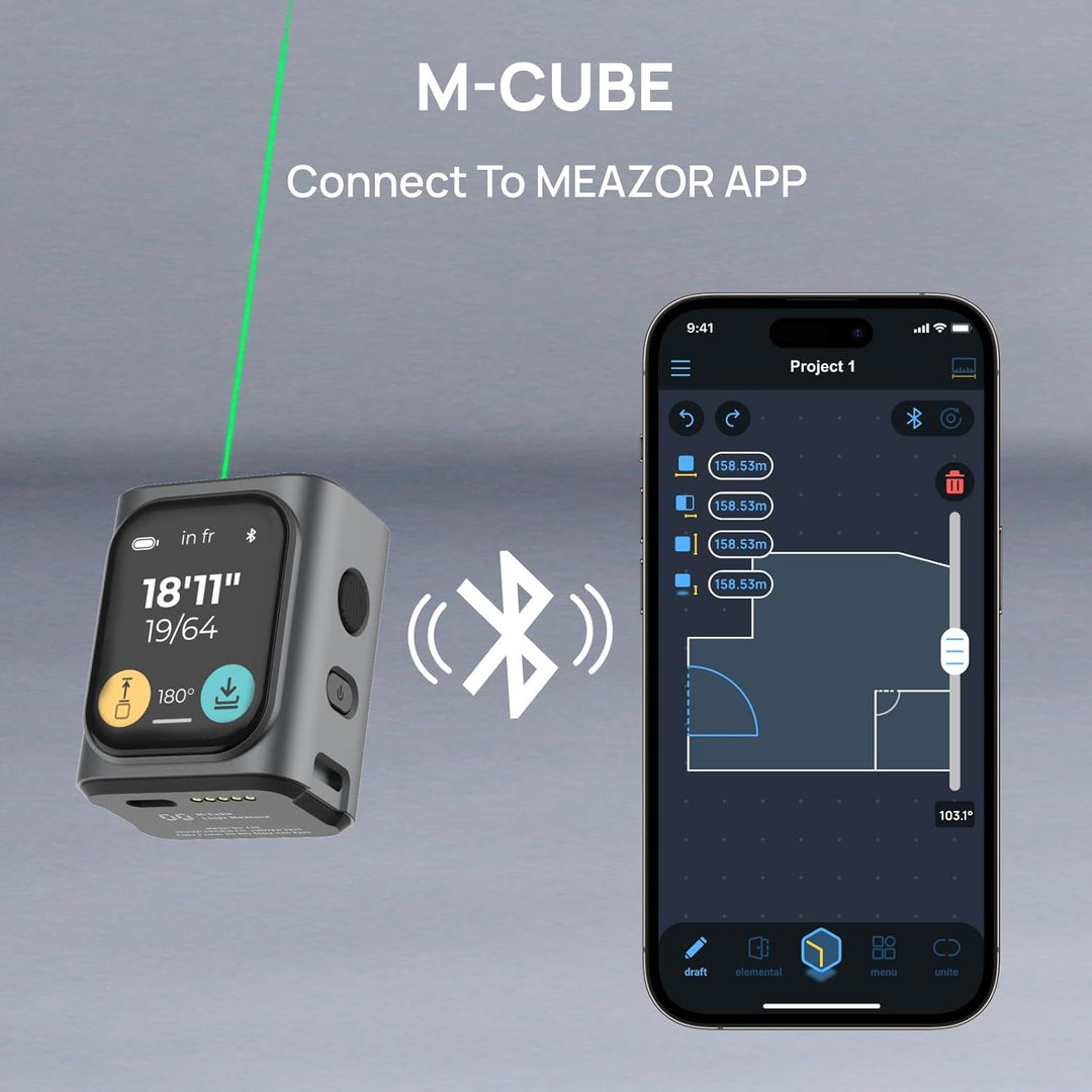 HOZO M-Cube Laser-Entfernungsmesser Grünstrahl, 50m Reichweite, ±1,5mm Genauigkeit, Kompakt, Wiedera