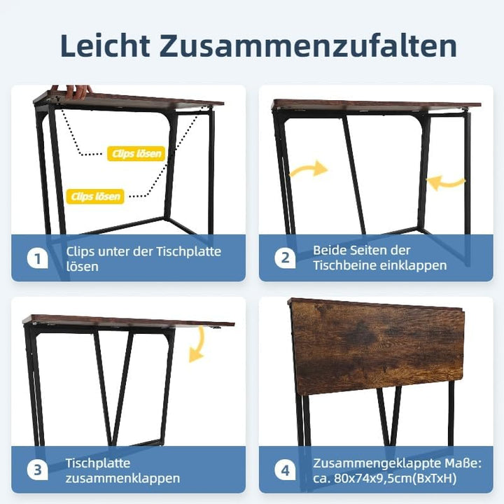 1 Stück Klein Klapptisch Schreibtisch 80CM Breite Computertisch Laptoptisch Klappbar Laptop Computer