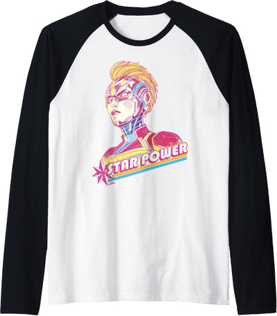 Captain Marvel Star Power Neon Portrait Raglan